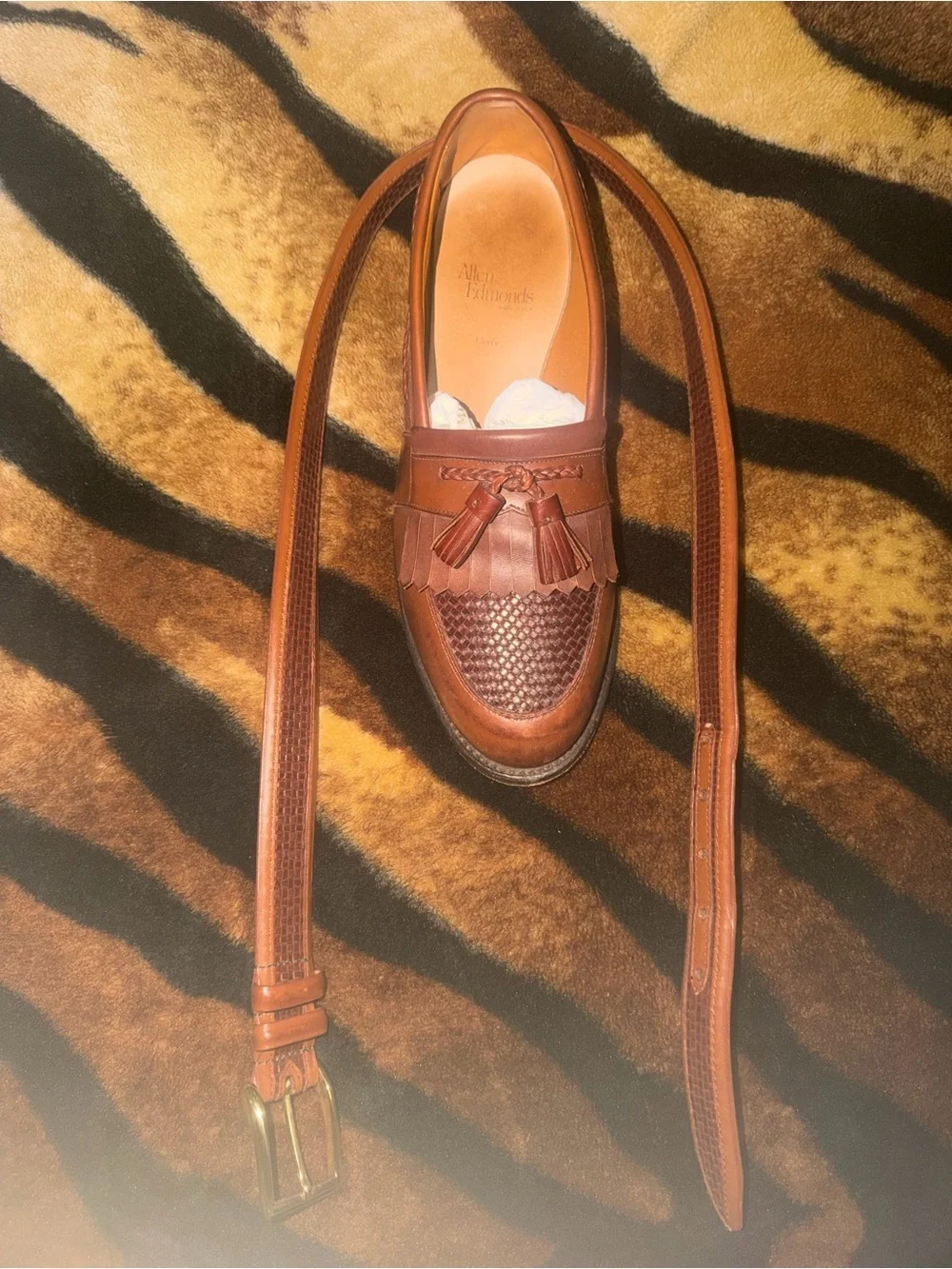 Two pairs of Allen Edmonds Leather Tassel Loafers Brown and Black